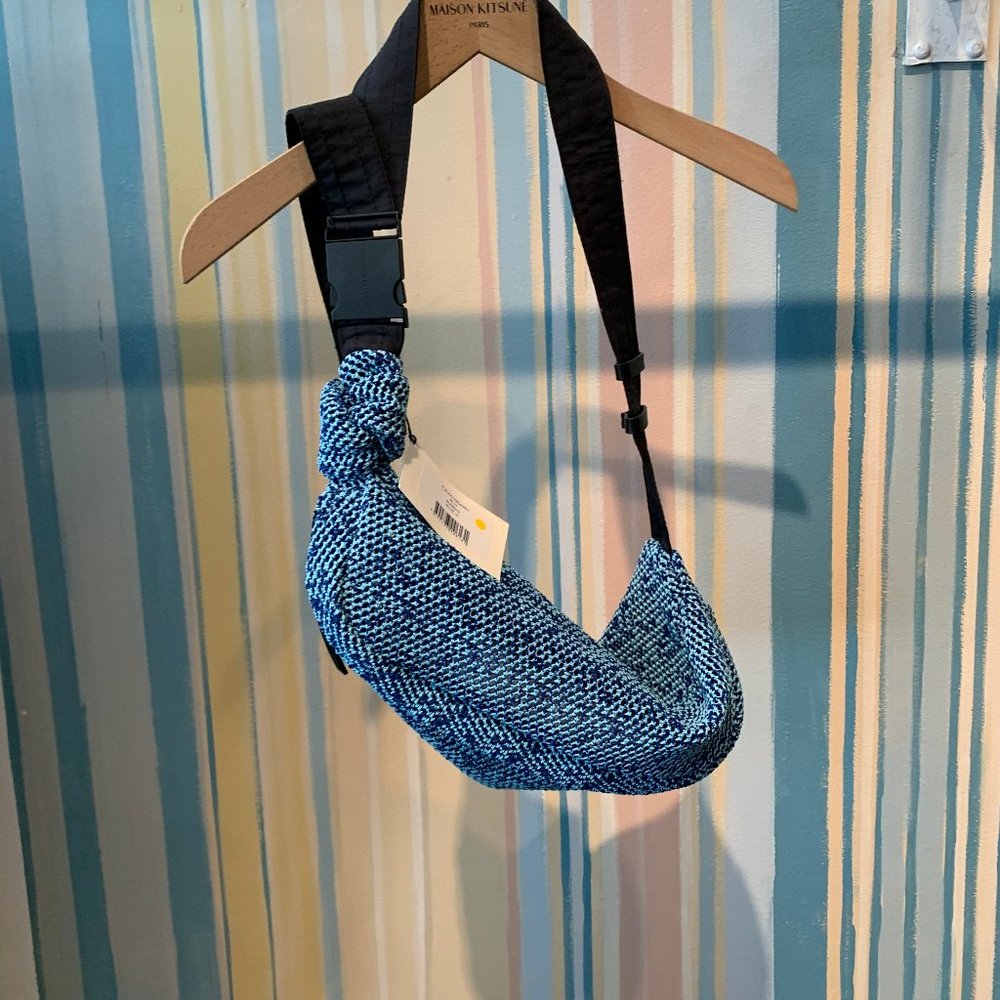 Maison Kitsune Blue Woven Belt Bag